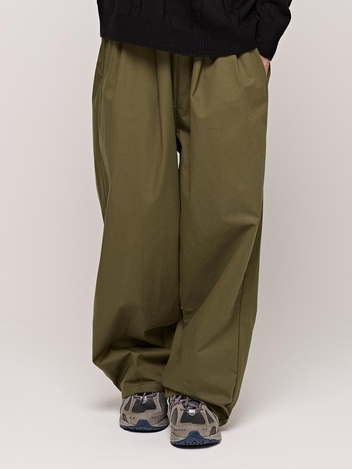 CB COTTON ONE TUCK BANDING PANTS (KHAKI)