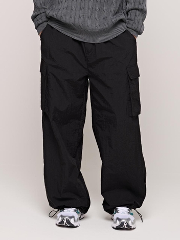 CB NYLON WIDE CARGO PANTS (BLACK)