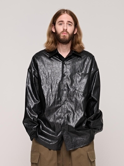 CB VEGAN LEATHER SHIRTKET (BLACK)