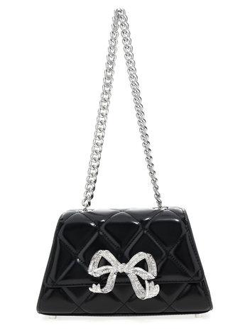 셀프 포트레이트 Black Quilted Shoulder Mini Bow Bag shoulder bag PF23302BBLACK