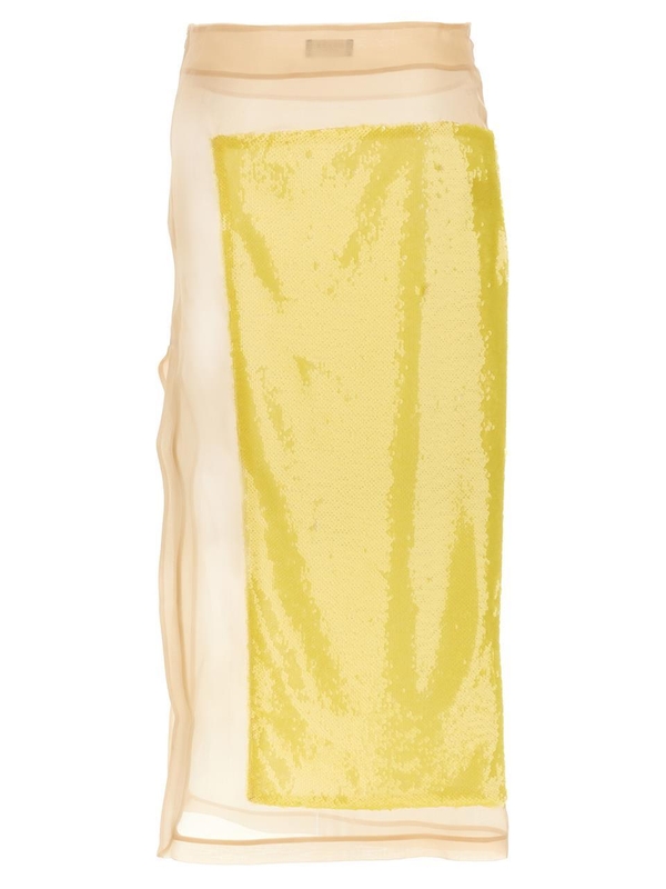 어웨이크 모드 Sequin long skirt S05GT14BEIGEYELLOW