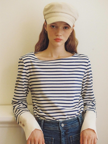 Stripe Cuffs T_ Cobalt Blue
