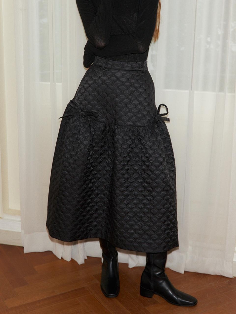 Ribbon Quilting Skirt_ Black