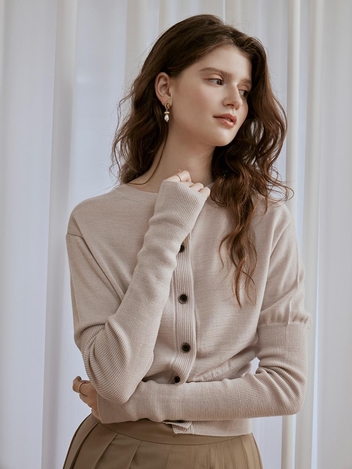 [HUNCH] Back open tie pullover (2color)
