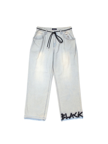 BBD Ankle Sprayed Logo Key Ring Denim Pants (Vintage Light Blue)