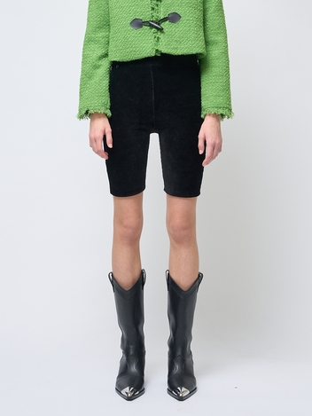 Modal velour Ribbed Biker shorts Black