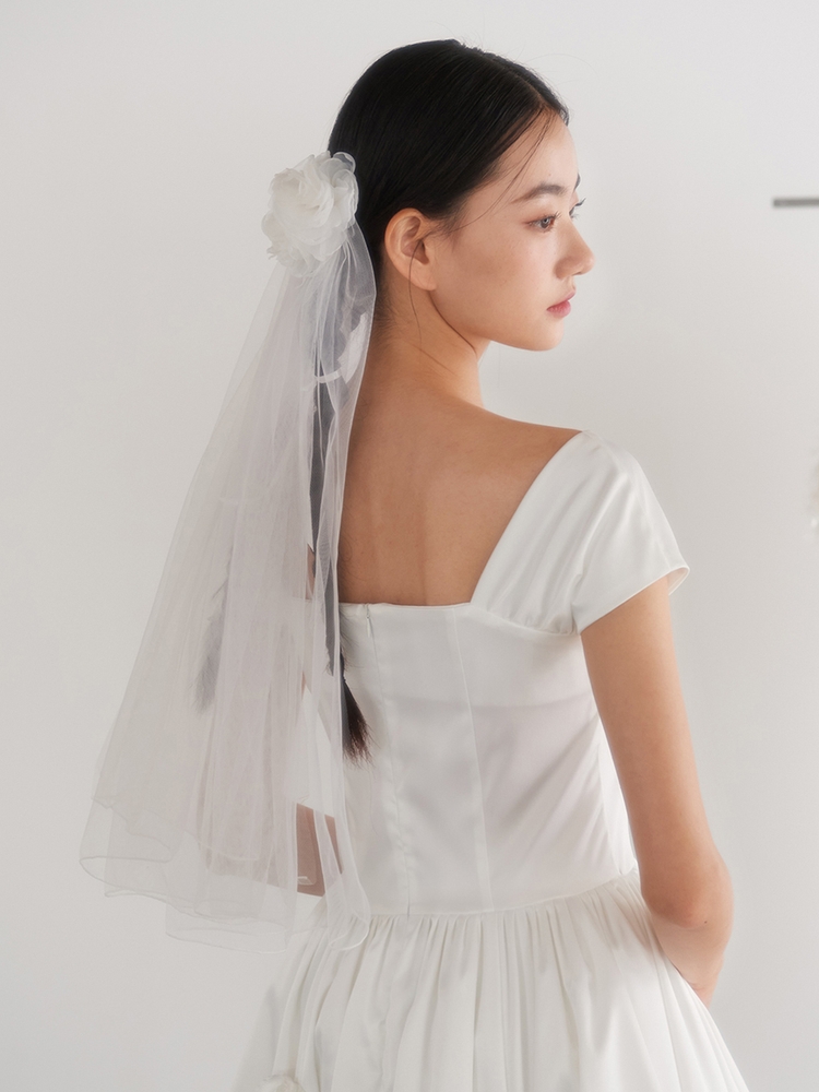 Bridal Twin Tails Veil_white