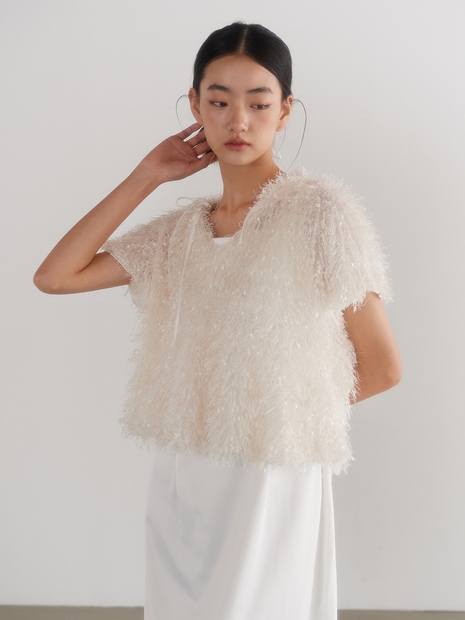 Bridal Fur Blouse_ivory