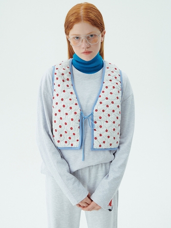 Floral Quilting Vest_White
