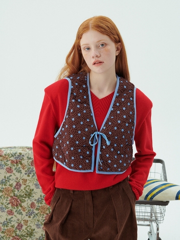 Floral Quilting Vest_Brown