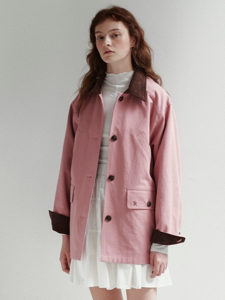 CORDUROY COLLAR JACKET - DUSTY PINK