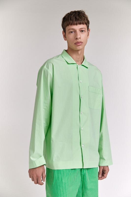 [Hanssem] 100% Cotton Pajamas for Unisex (Mint/Striped-Green)