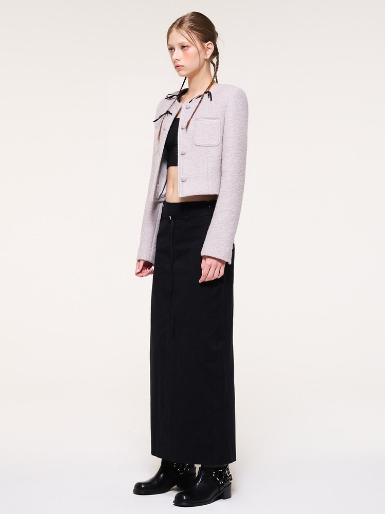 Belt Long Skirt, Black