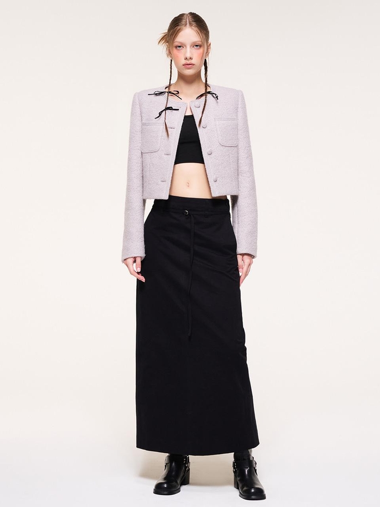 Belt Long Skirt, Black