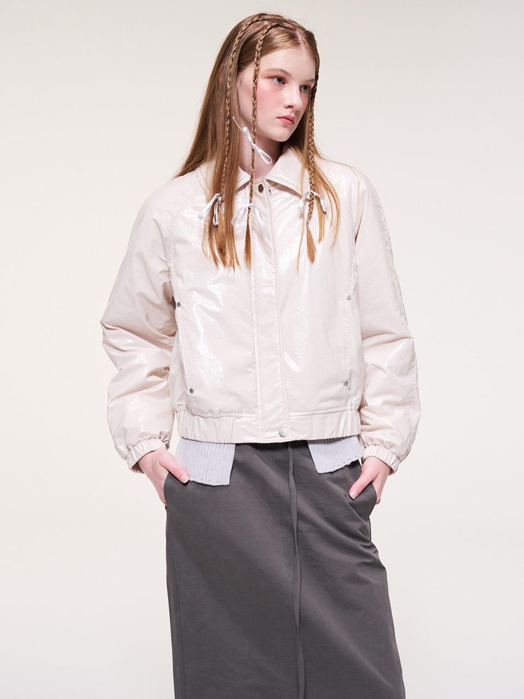 Coating Bomber Jacket, Cream