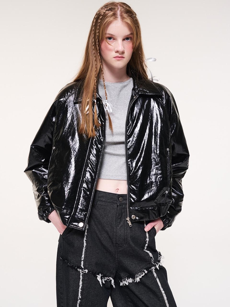 Coating Bomber Jacket, Black