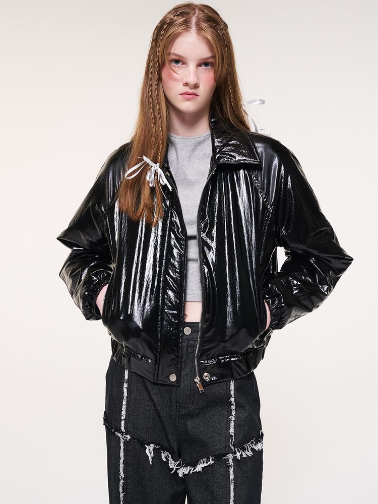 Coating Bomber Jacket, Black