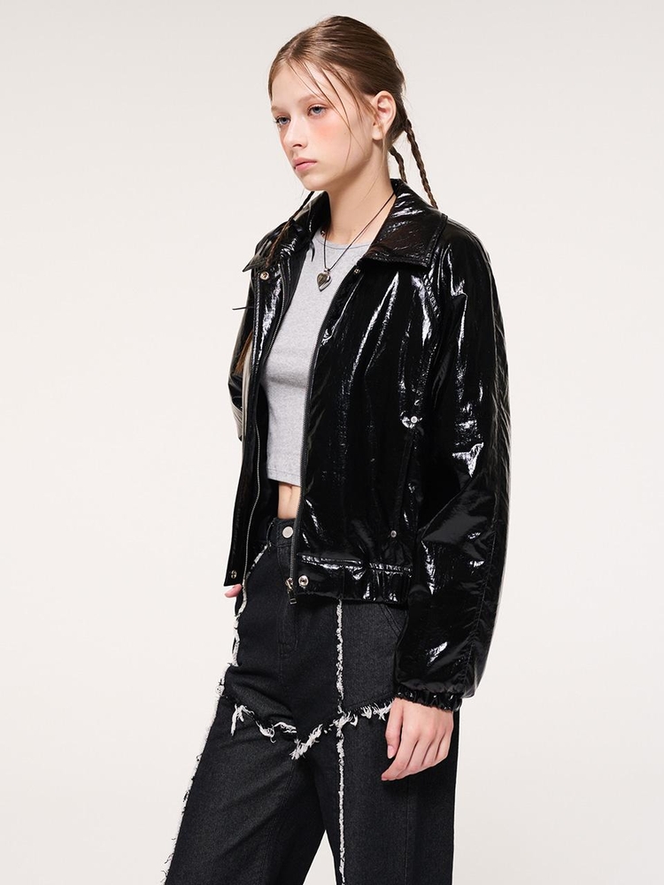 Coating Bomber Jacket, Black