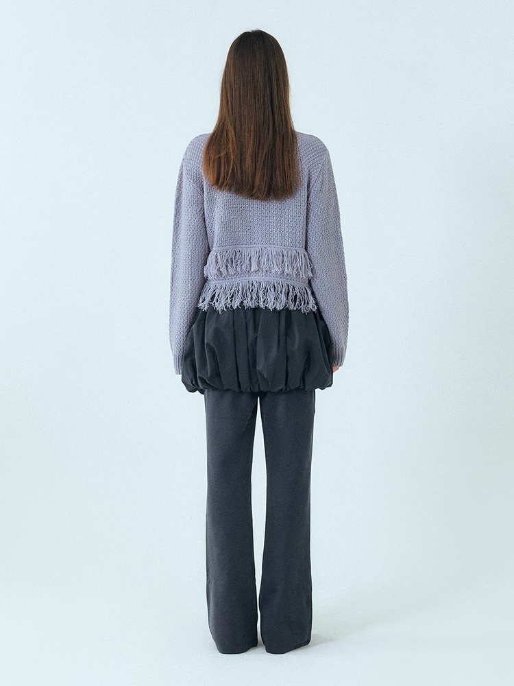 Layer Fringe Knit Cardigan, Lavender Grey