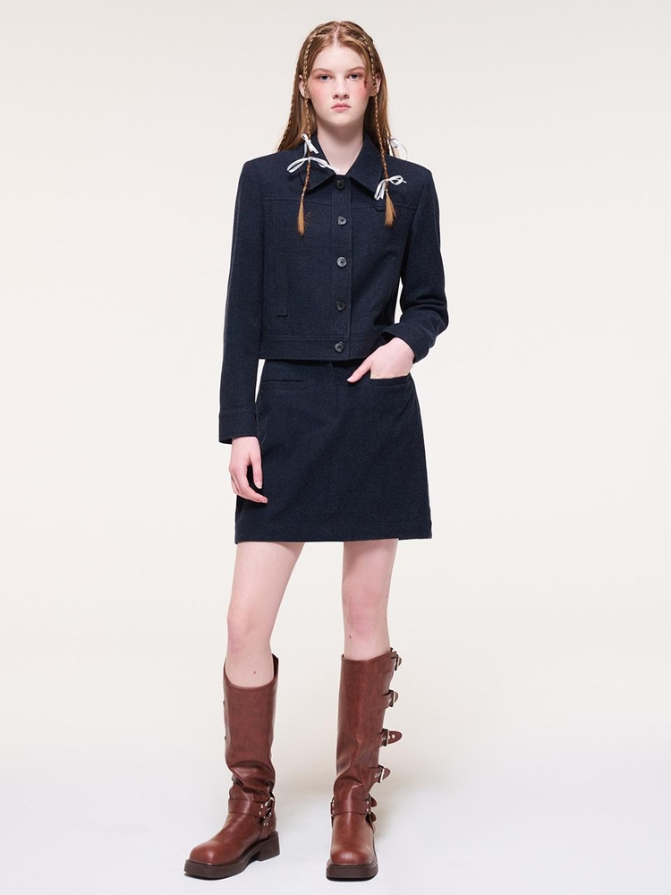 Lip Pocket Mini Skirt, Navy