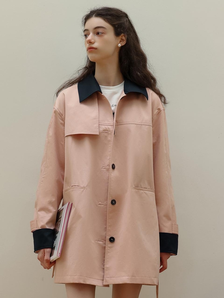 DD_Contrast color windbreaker coat