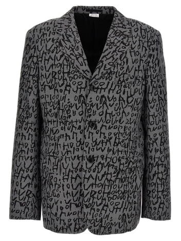 꼼 데 가르송 옴므 플러스 All Over Print Blazer Jackets Gray PLJ0500511