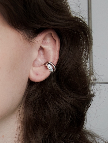 bumpy two earcuff - silver