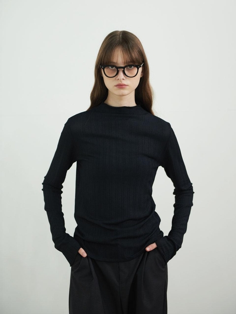 Half neck see-through Top (Black)