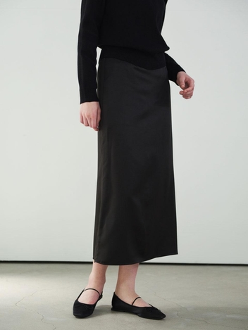 Satin maxi skirt (Black)