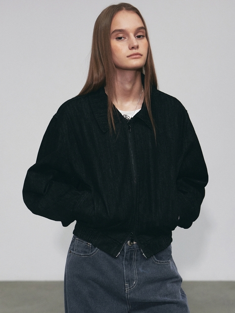 NICOLE WASHED DENIM BLOUSON_BLACK