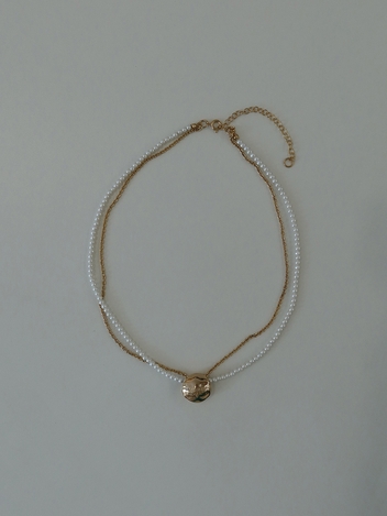 bumpy pearl chain necklace - gold