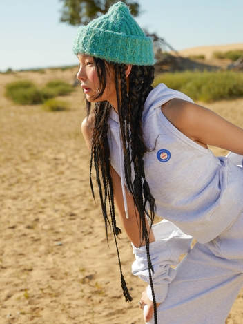 HALTERNECK HOODIE WHITE MELANGE