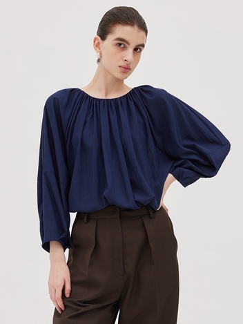 Soft Volume Blouse In Navy