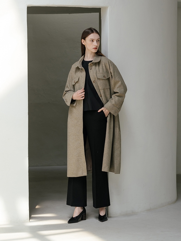 Wool Blend Shirt Coat