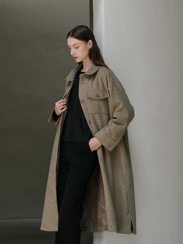 Wool Blend Shirt Coat