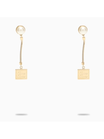 미우미우 Miu Miu Gold/cream pendant earrings 5IO0692F89