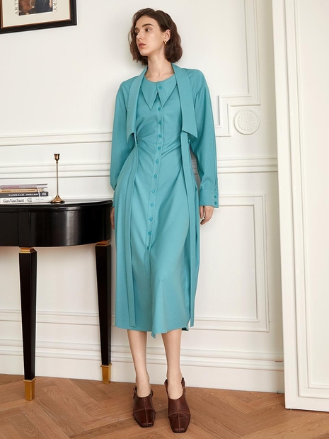 (10/4일 예약배송)YY_Layered lapel shirt dress