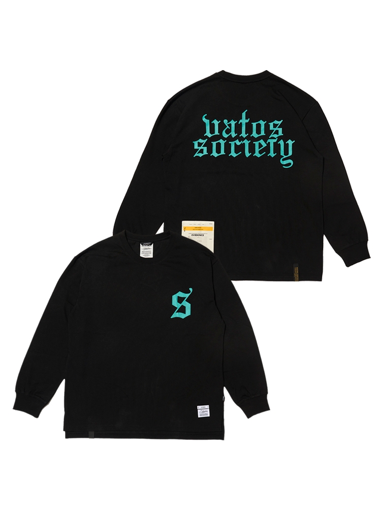 OLD LETTER  OVERSIZED LONG SLEEVES T-SHIRTS BLACK