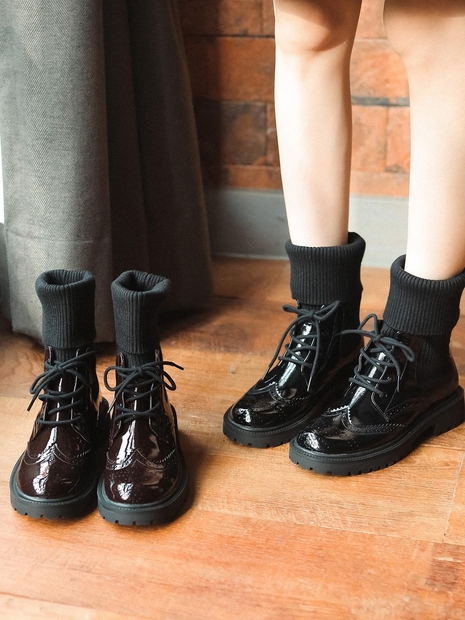 cbb368 knit lace-up ankle boots _ 2colors