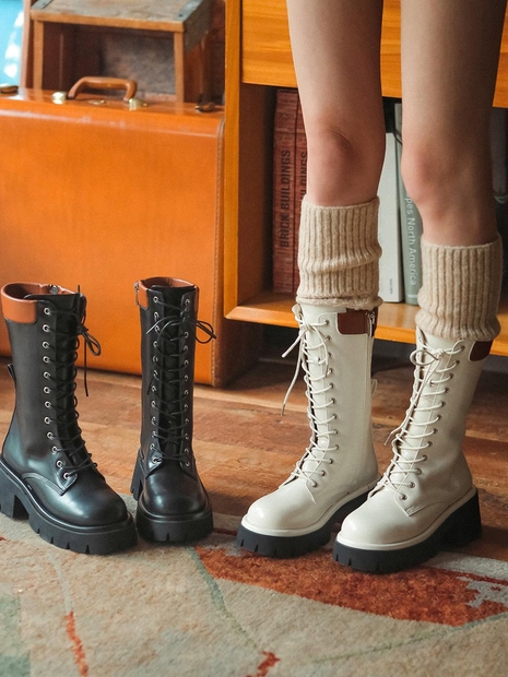 csy559 lace-up mid boots _ 2colors