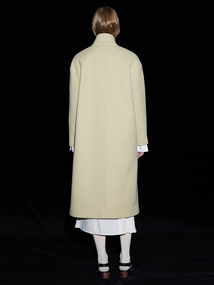 High Neck Wool Coat_Yellow