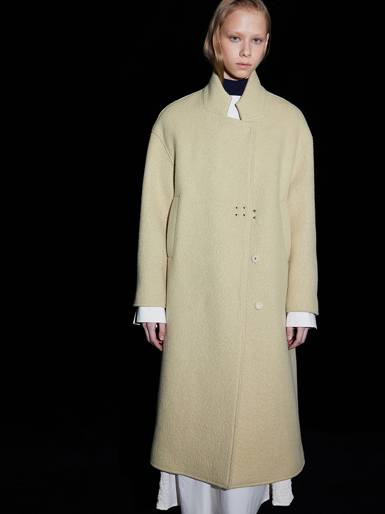 High Neck Wool Coat_Yellow