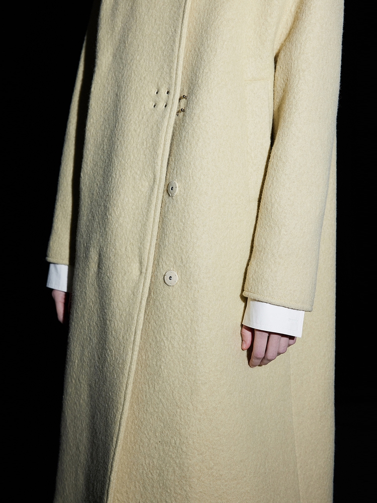 High Neck Wool Coat_Yellow