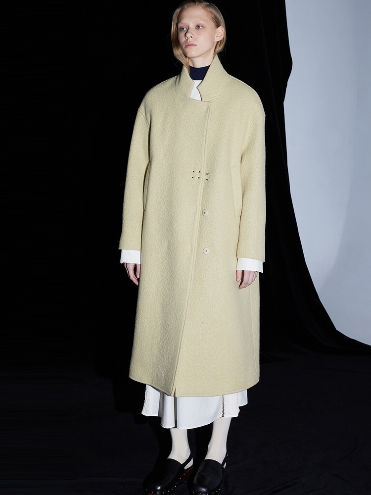 High Neck Wool Coat_Yellow