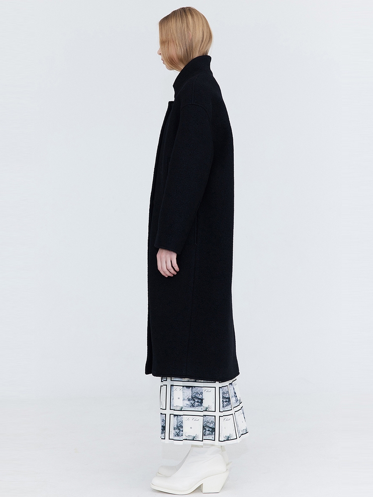 High Neck Wool Coat_Black