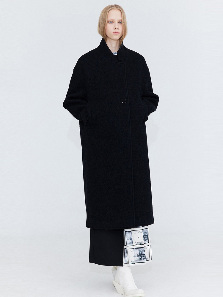 High Neck Wool Coat_Black