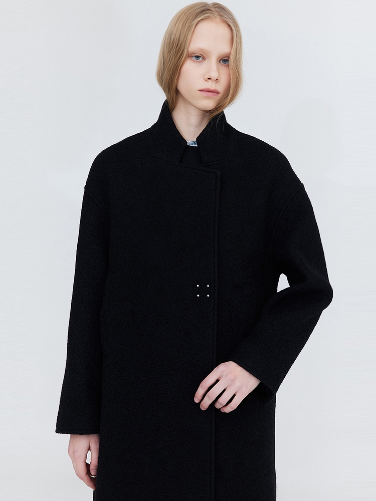 High Neck Wool Coat_Black