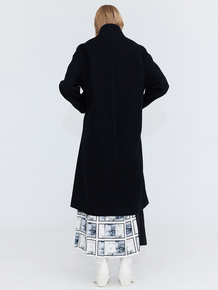 High Neck Wool Coat_Black