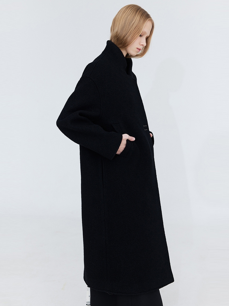 High Neck Wool Coat_Black