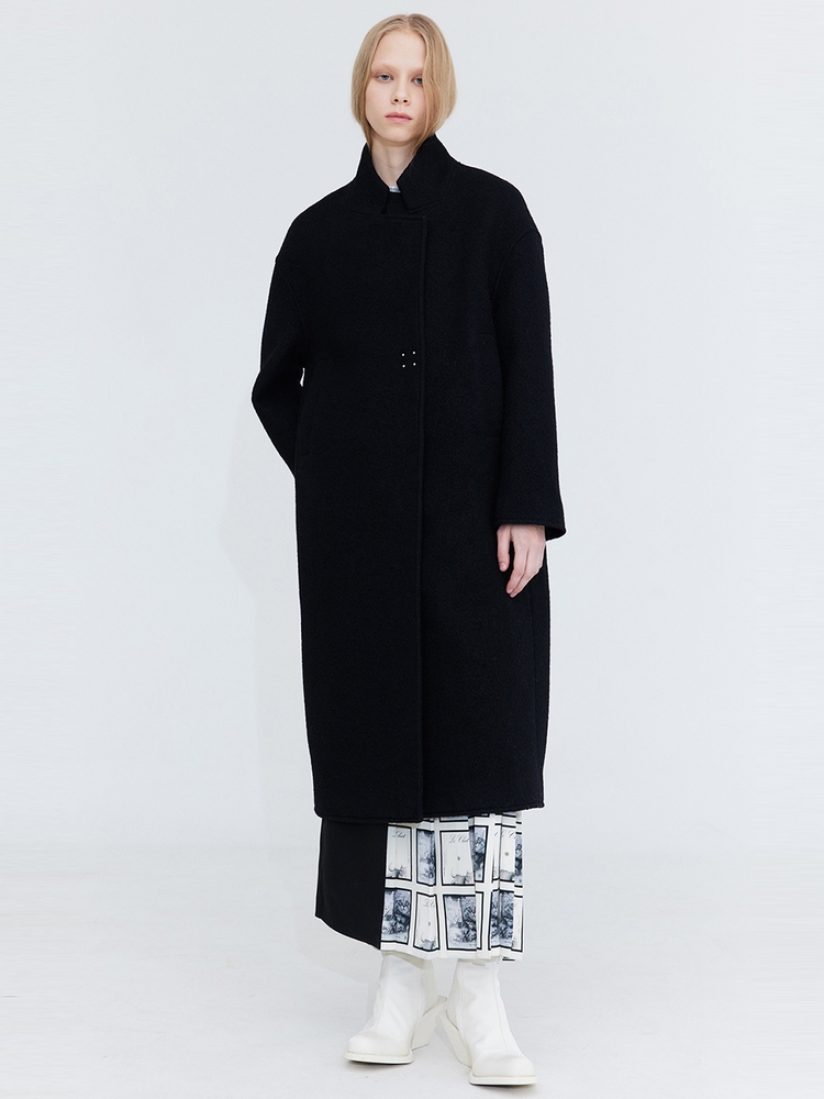 High Neck Wool Coat_Black